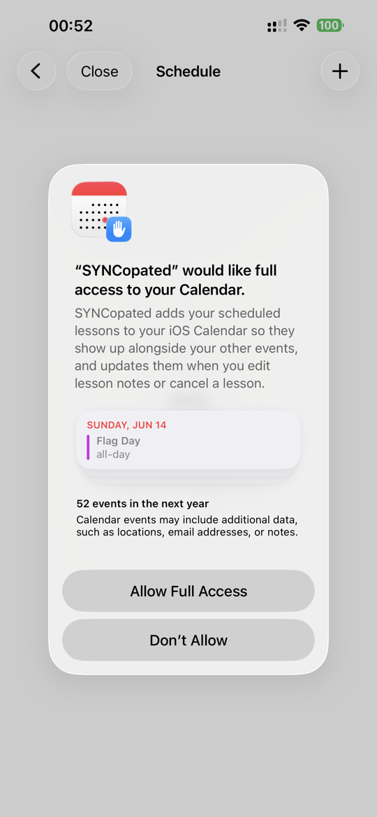 Calendar sync — SYNCopated