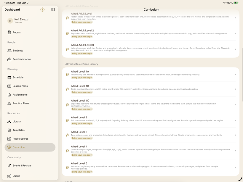 Curriculum, built in — SYNCopated